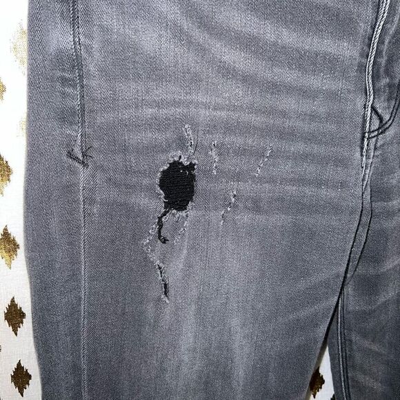 Express distressed black jeans ankle super skinny midrise size 4L - Picture 3 of 6